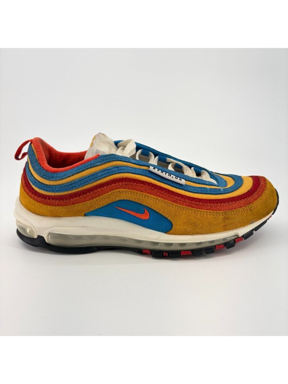 Nike Air Max 97 SE Mens Size 9.5 Orange Blue Red Athletic Running Shoes Sneakers